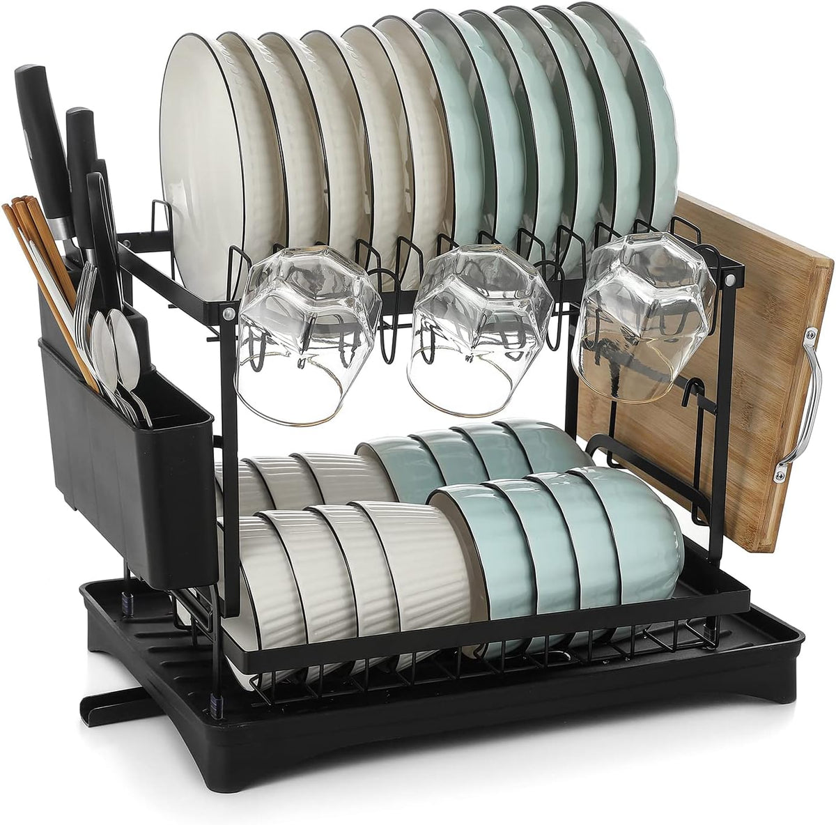 Black 2 Layers Dish Rack X903