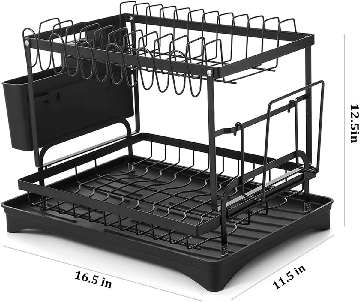 Black 2 Layers Dish Rack X903