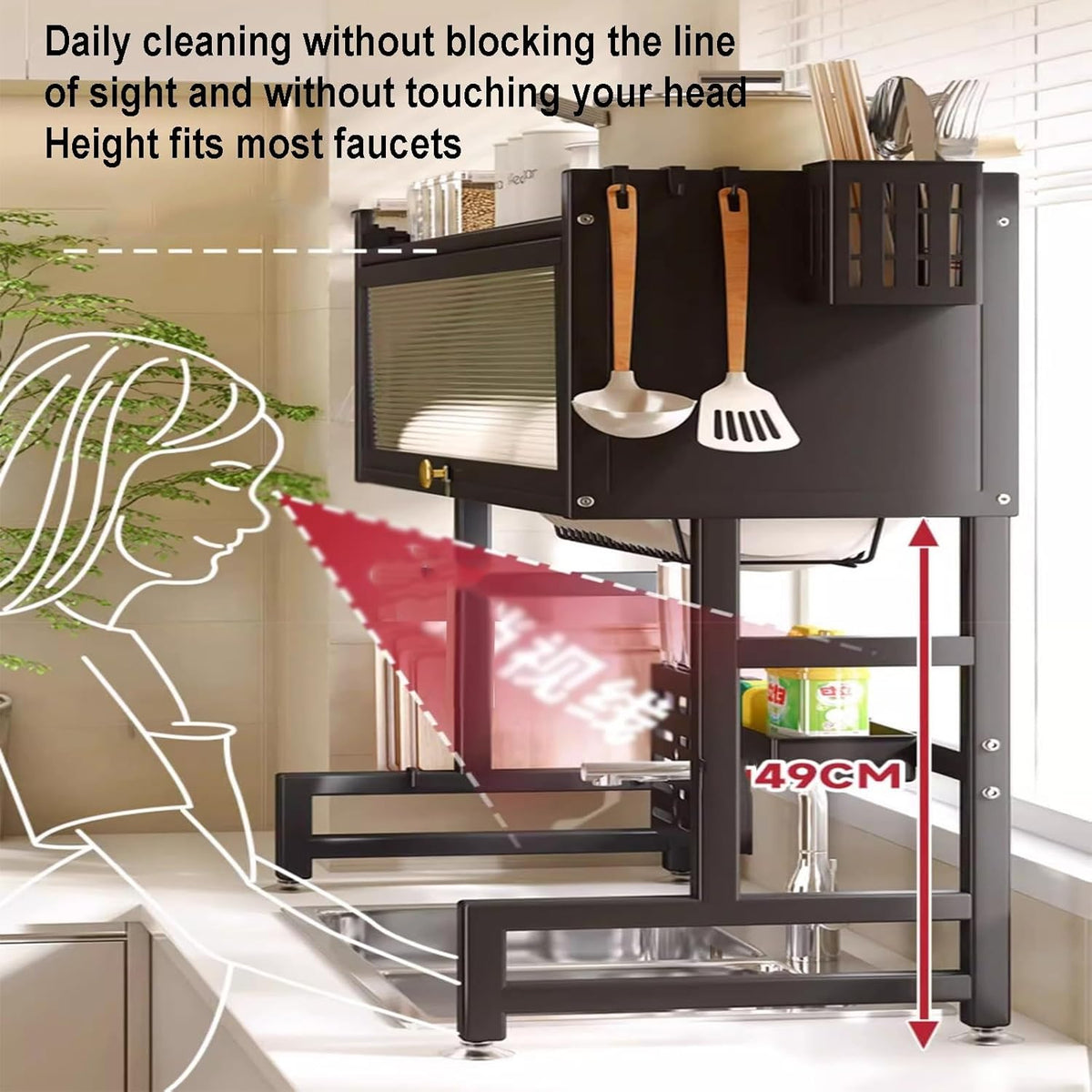 Heavy Over Sink 85cm Black Dish Rack X909