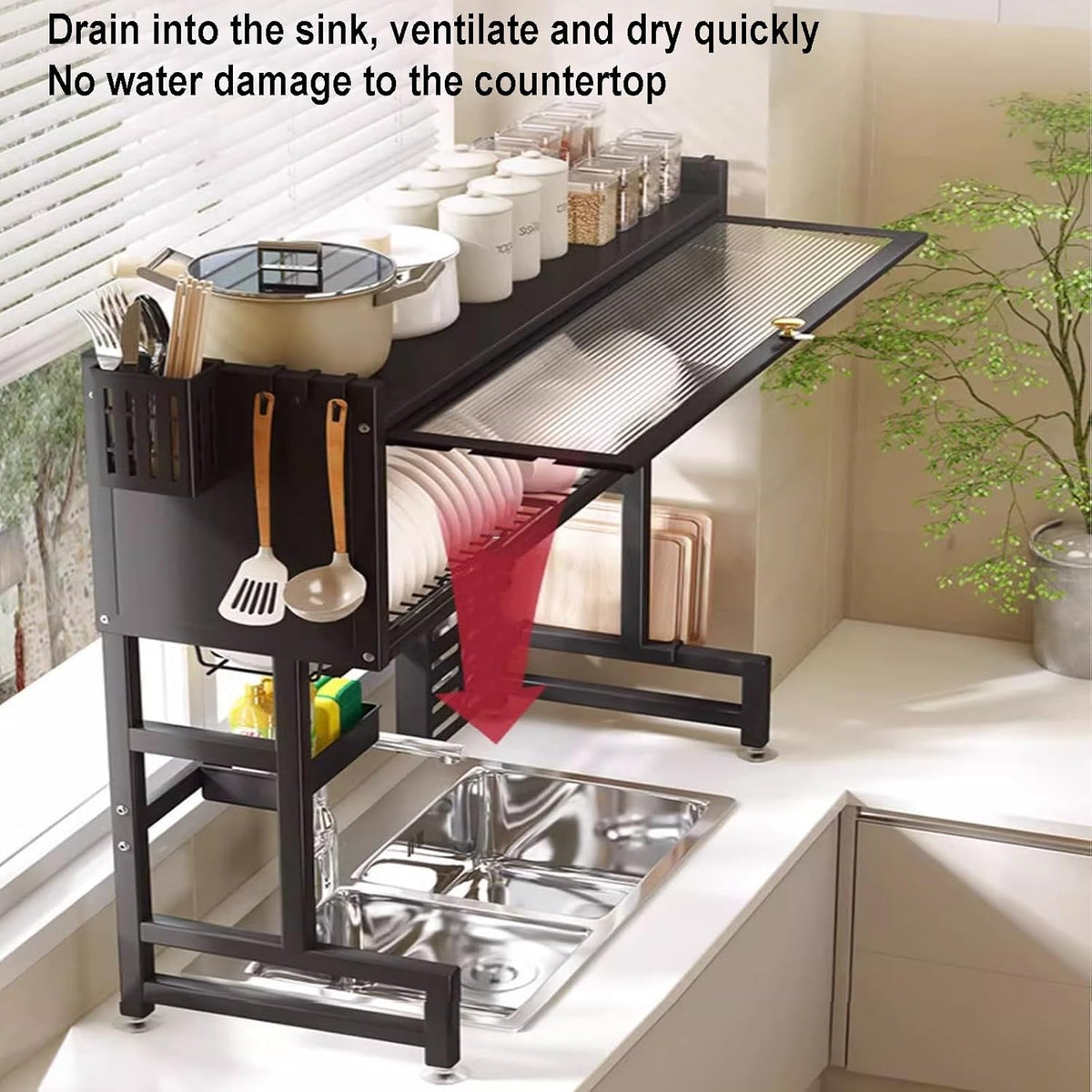 Heavy Over Sink 85cm Black Dish Rack X909
