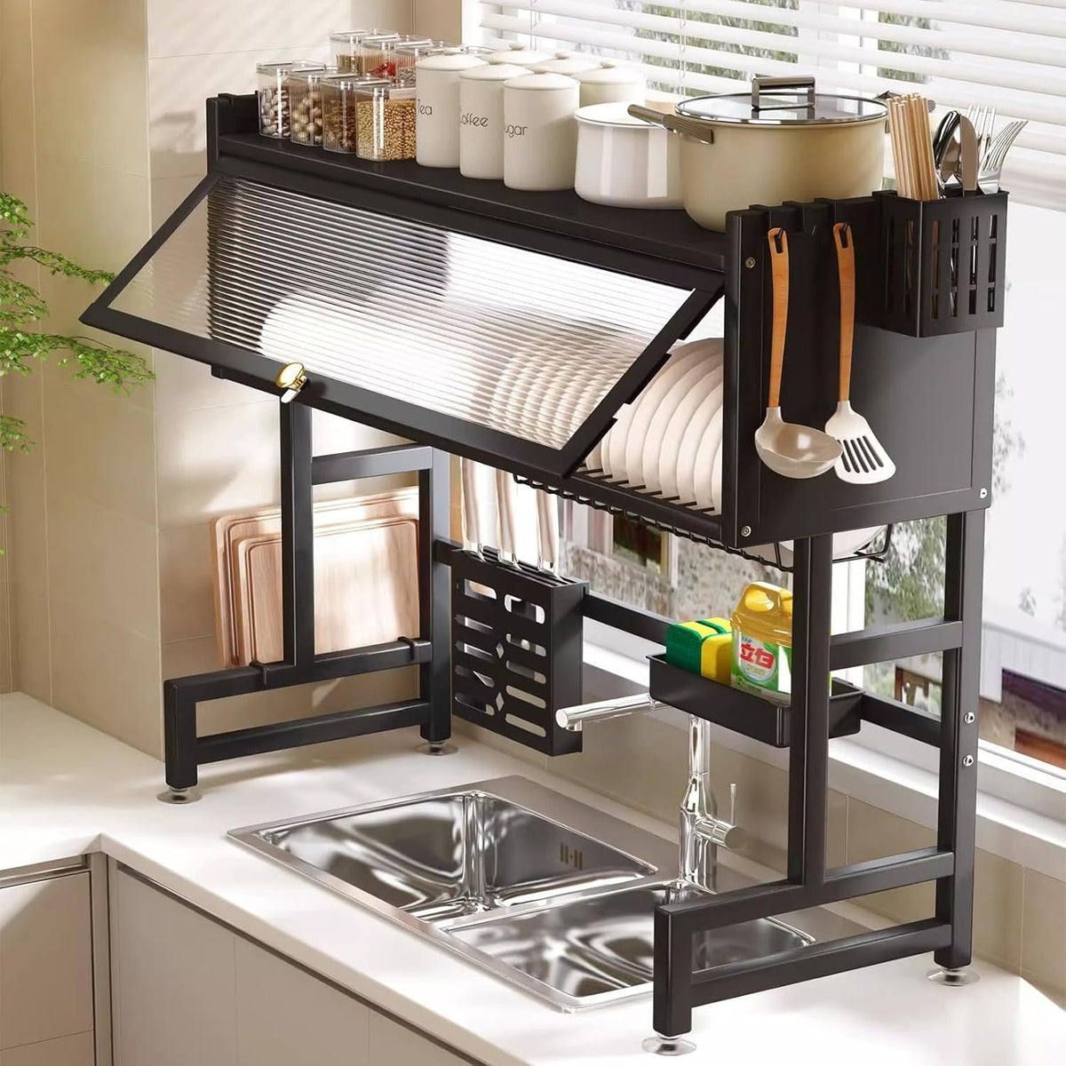 Heavy Over Sink 85cm Black Dish Rack X909