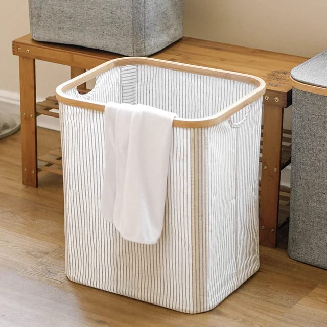 Bamboo and Fabric Laundry Basket X928