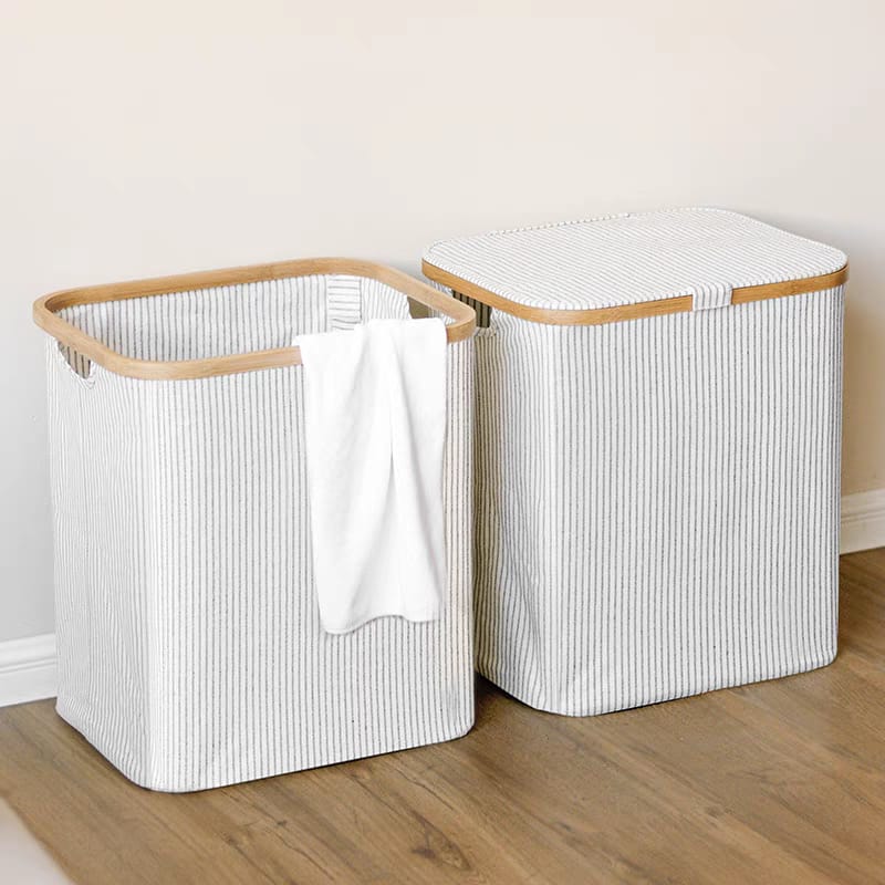 Bamboo and Fabric Laundry Basket X928