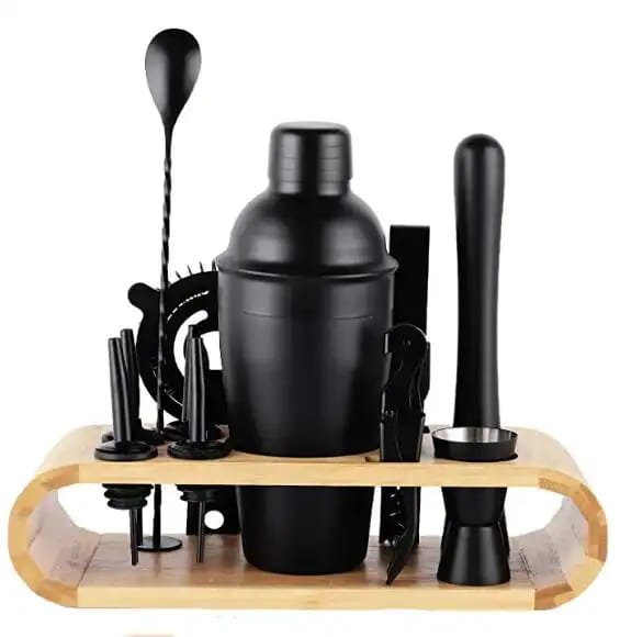 Black 12pcs Shaker Set + Wood Base X940