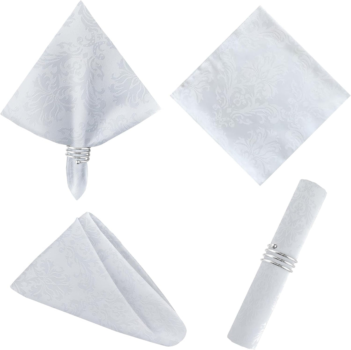 4 PCS 45x45cm White Fabric Table Towel Set X950