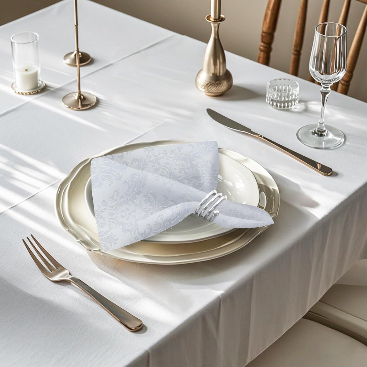 4 PCS 45x45cm White Fabric Table Towel Set X950