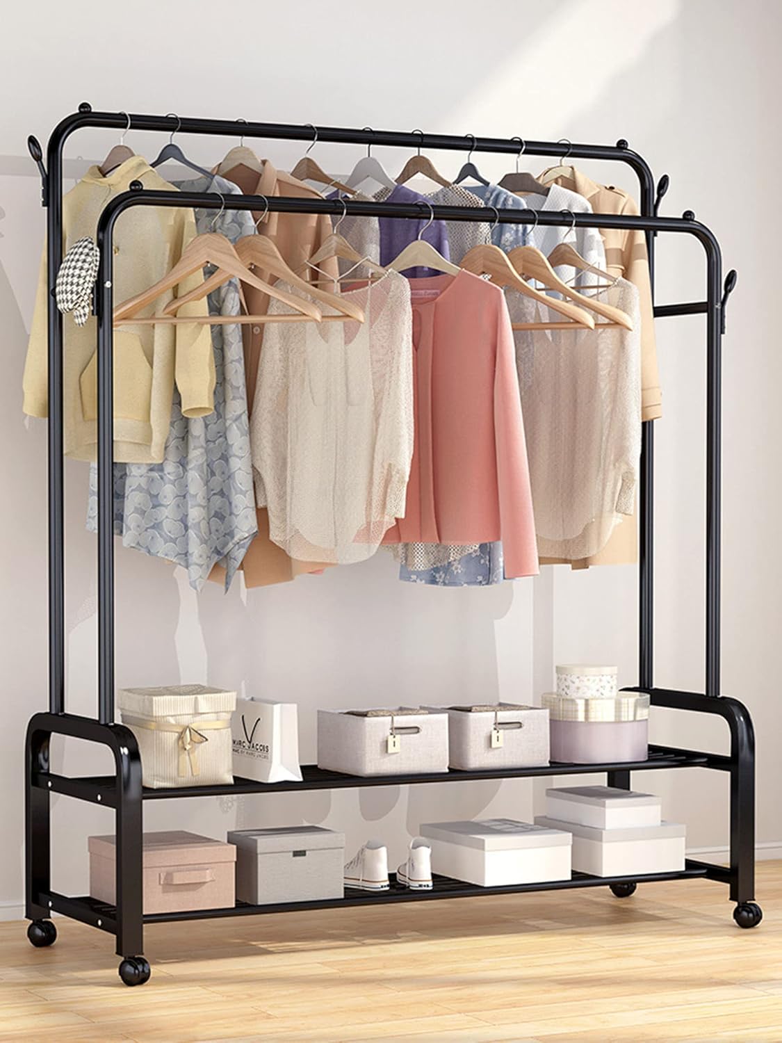 Double Pole+Double Layer Cloth Rack X978