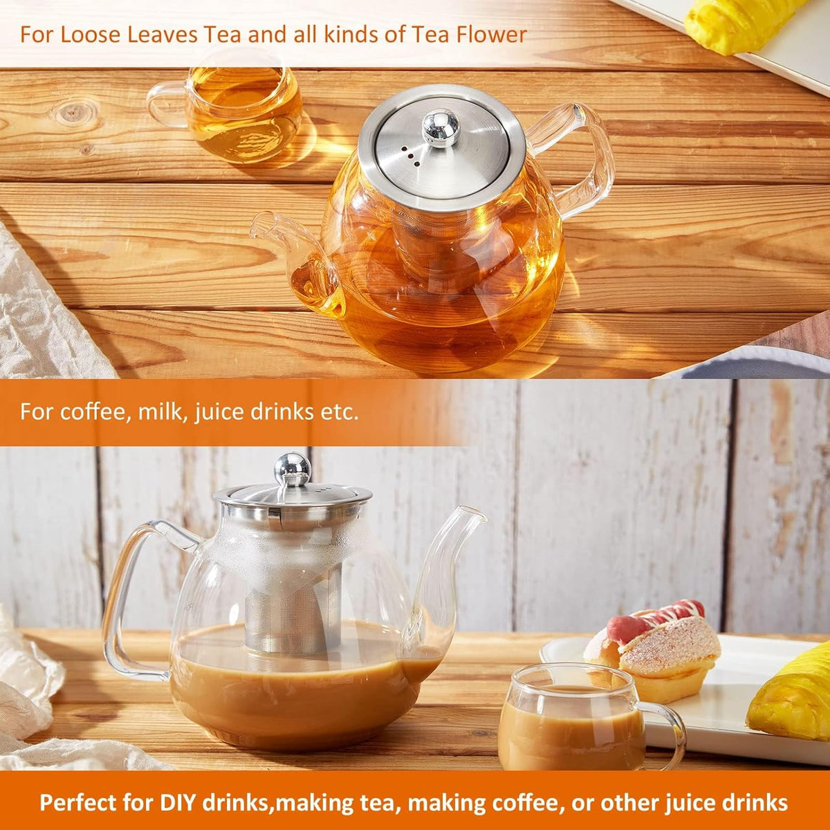 800ml Glass Heat Resistant Tea Pot X993