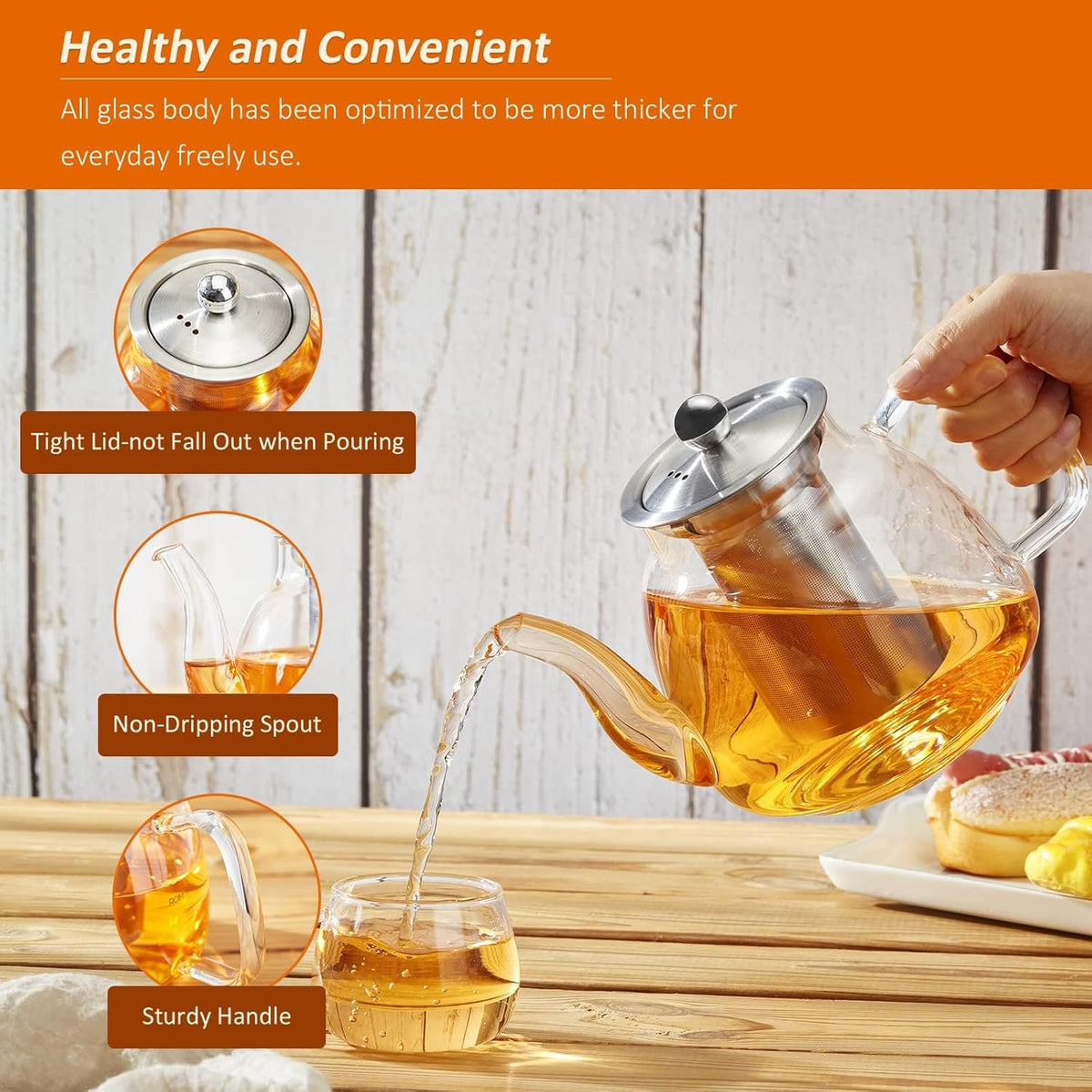 800ml Glass Heat Resistant Tea Pot X993