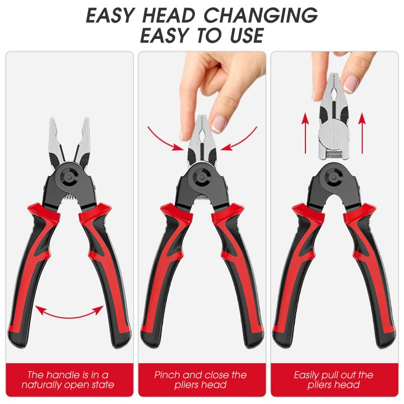 Multifunctional 5 In 1 Pliers Replaceable Head Wire Stripper Diagonal