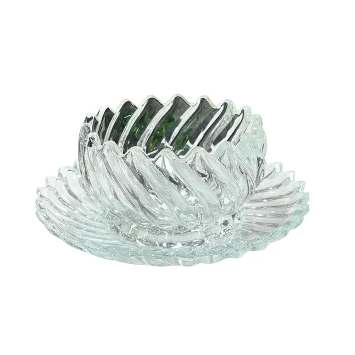 Deli Clear Ribbed Glass Bowl Amd Sauccer