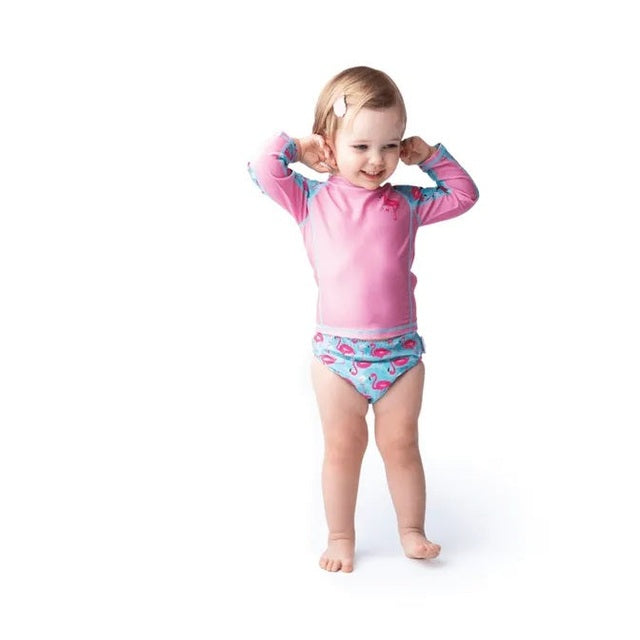 Zoocchini - Baby Rash Guard Long Sleeved Swim Top - Flamingo