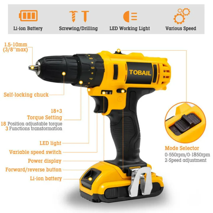 24V DUNLANDI Cordless Drill Machine Kit With 2 Battery - Medaid International