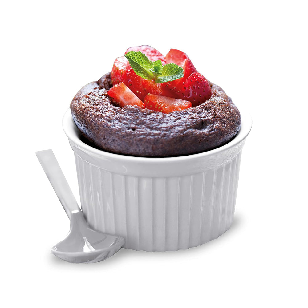 Danny Home 4-Pcs Mini Ramekins 160ml Small Ceramic Bowls for Dips, Souffle, Creme Brulee, and Baking