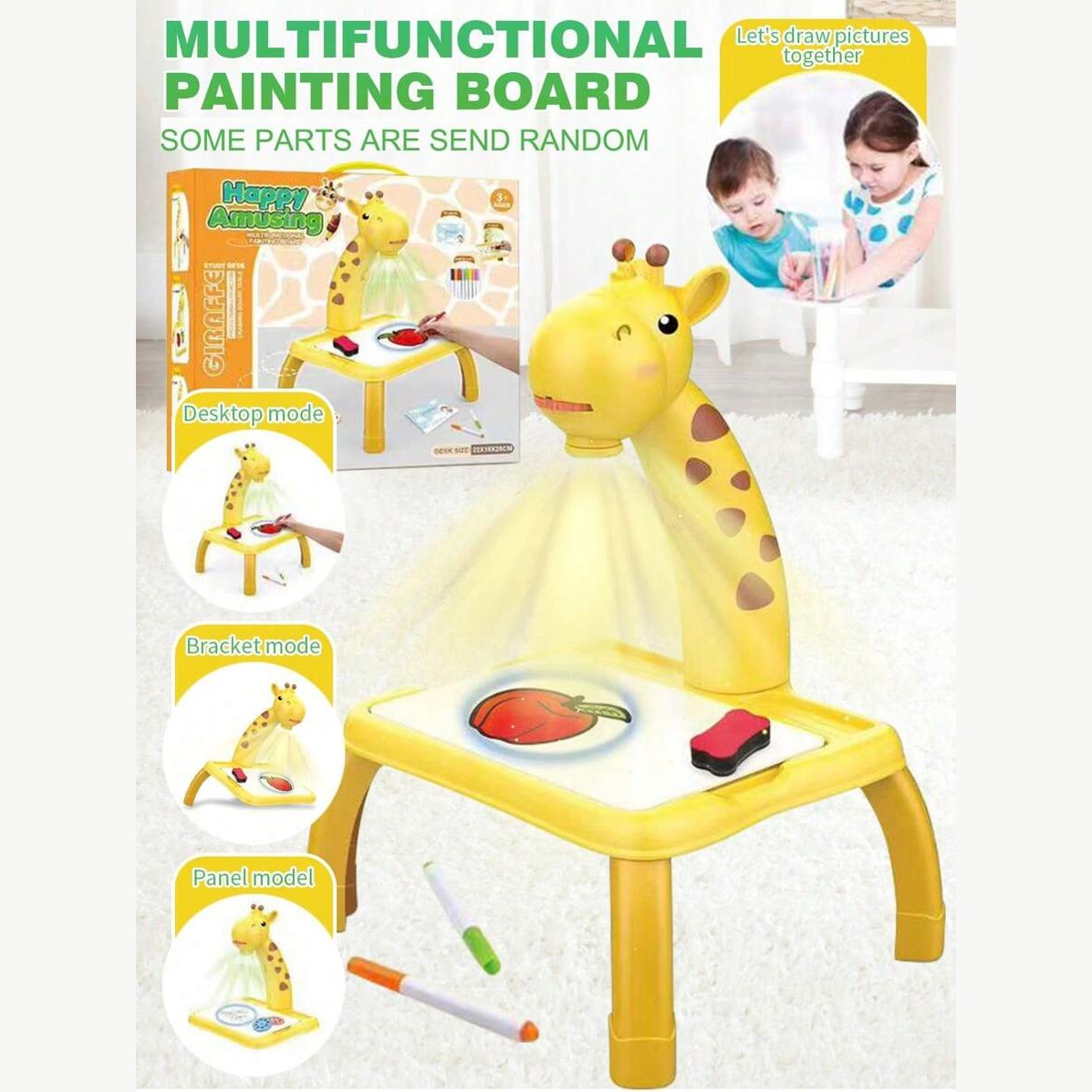 Kids Led Projector Drawing Table Toy Set Art Painting Board Table Light Toy Educational Learning