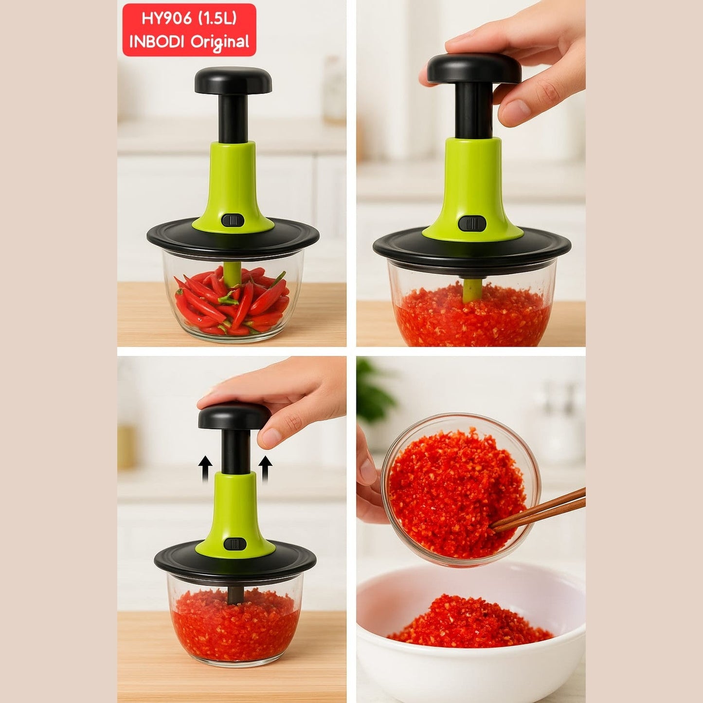 Manual Press Vegetable Aluminum Chopper