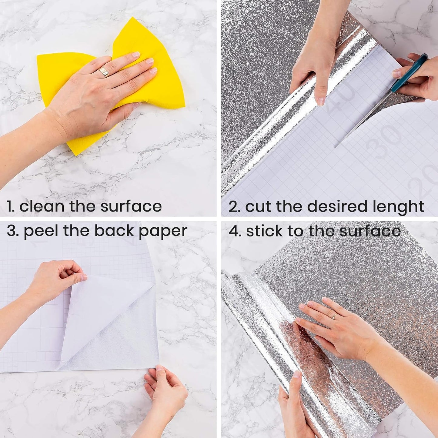 Waterproof Peel and Stick Oil-Proof Self Adhesive Aluminum Foil 60x500cm