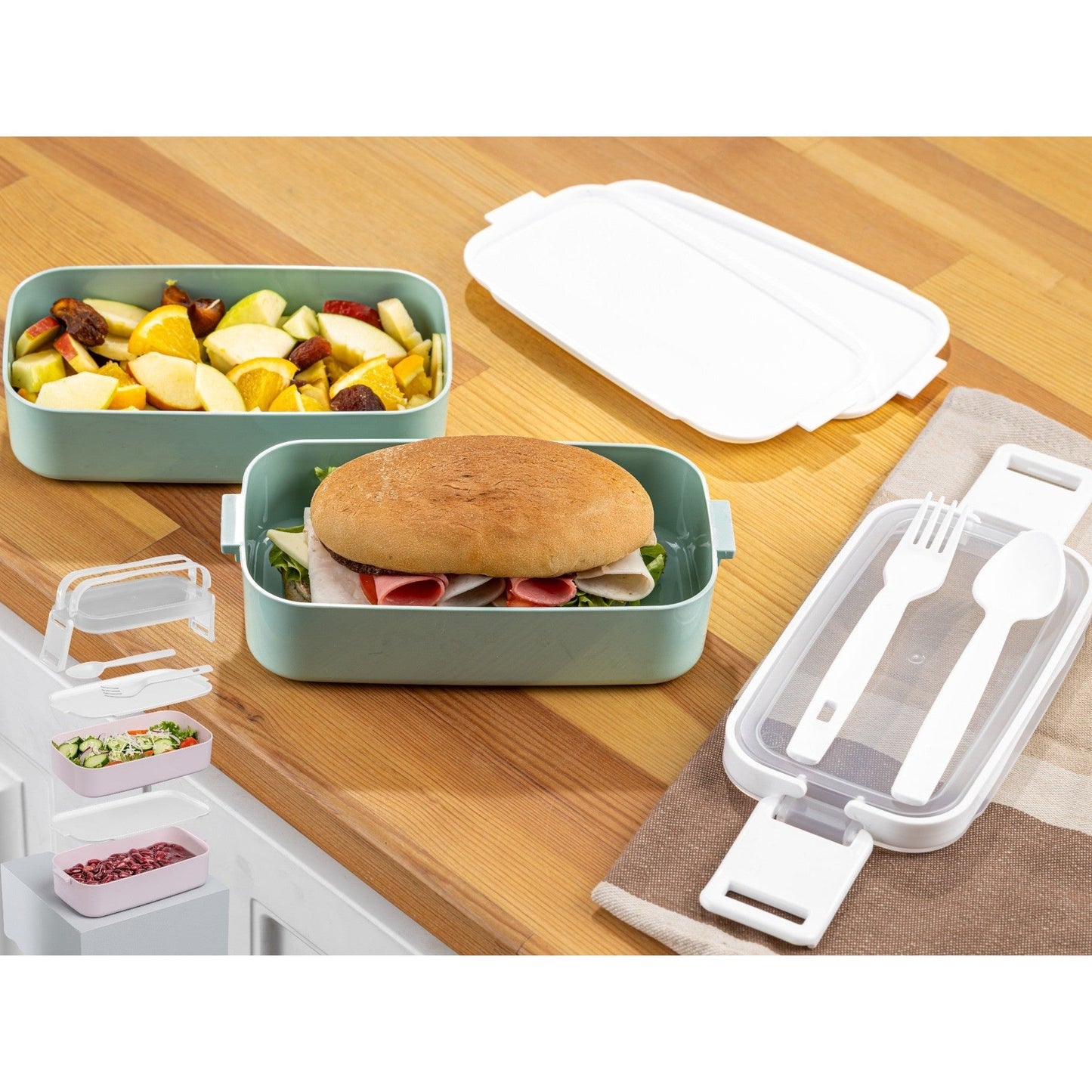 Lunch Box Kat Kat 2 Layers with Cutlery