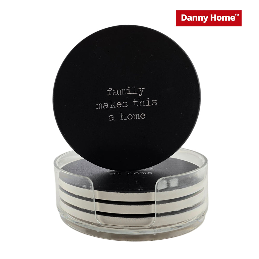 Danny Home Black Porcelain Round Drink Coasters