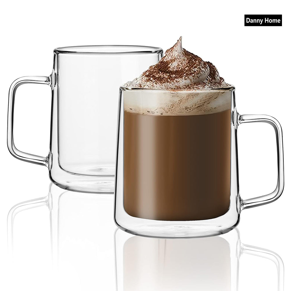 500ml 2-Pcs Danny Home High-Quality Clear Glass Mug Set
