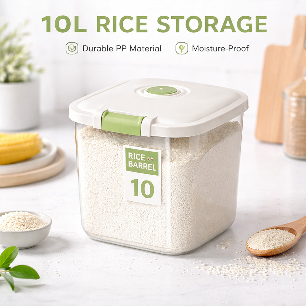 Leak-Proof Rice Storage Container – 10L Airtight PP Bin
