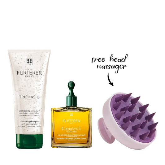 Rene Furtere Triphasic Shampoo 200ml + Complex 5+ FREE Scalp massager