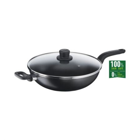 Tefal Cook Easy Black Wokpan With Glass Lid