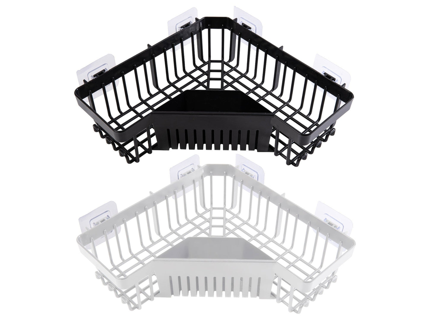 Plastic Bathroom Corner Shelf Basket w Strong Adhesive