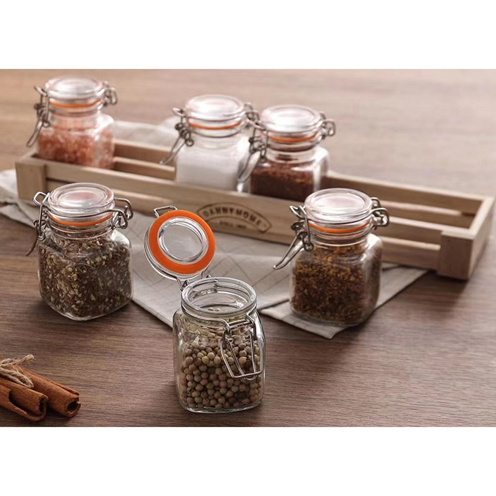 Danny Home 6-Pieces Clip Closure Spice Jars Set (36x9x9) cm