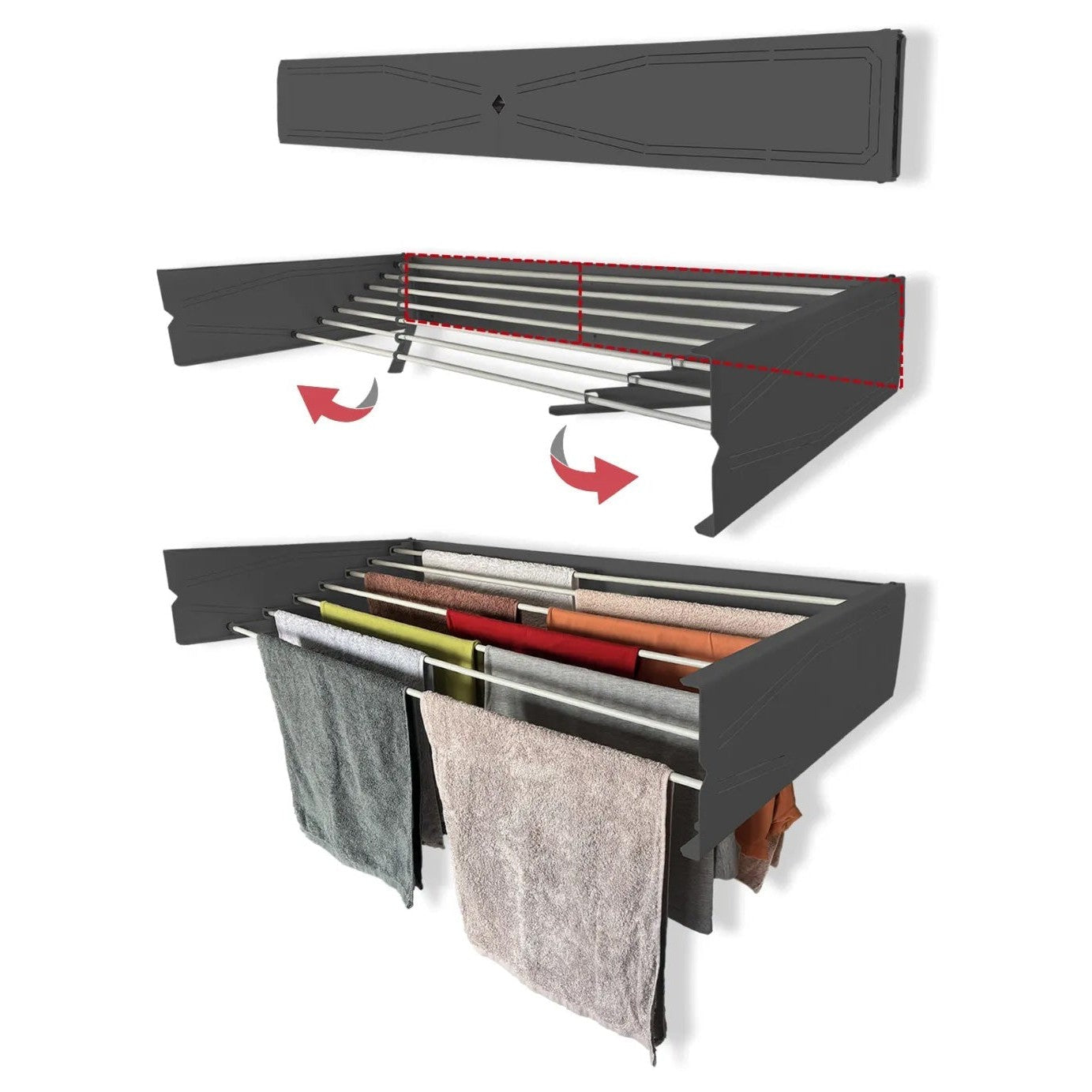 Aluminum Step Up Laundry Wall Mounted Drying Rack 75 cm