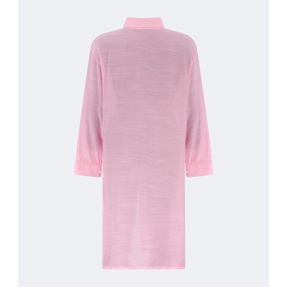 Oil And Gaz Chic Women Beach Linen Dress Ls Pink - Medaid International