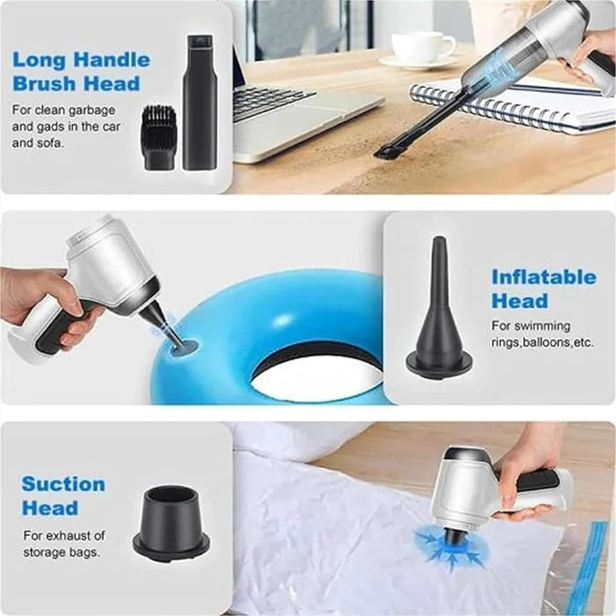 3 In 1 Portable Handheld Car Vacuum Cleaner For Car , Keyboard & Pet - Medaid International
