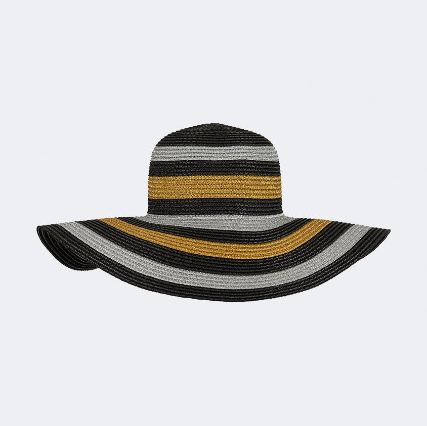 Oil And Gaz Stylish Women Beach Sun Hat Black/Sliver/Gold - Medaid International