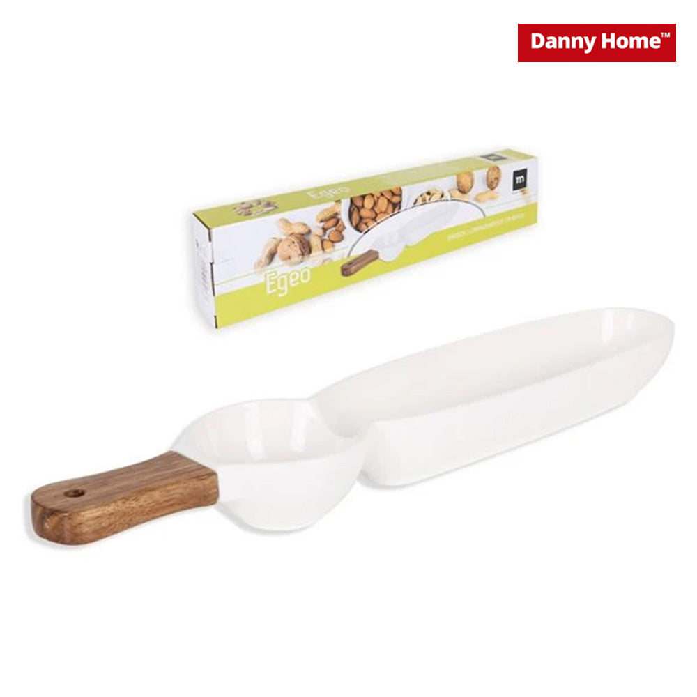 Danny Home Chips and sauce ceramic Bowls with wooden handle – 2 Parts