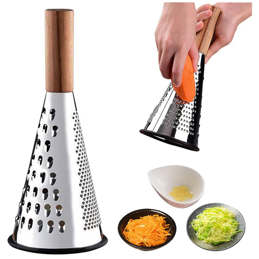 Wooden Handle Stainless Steel Grater Cone Shaped