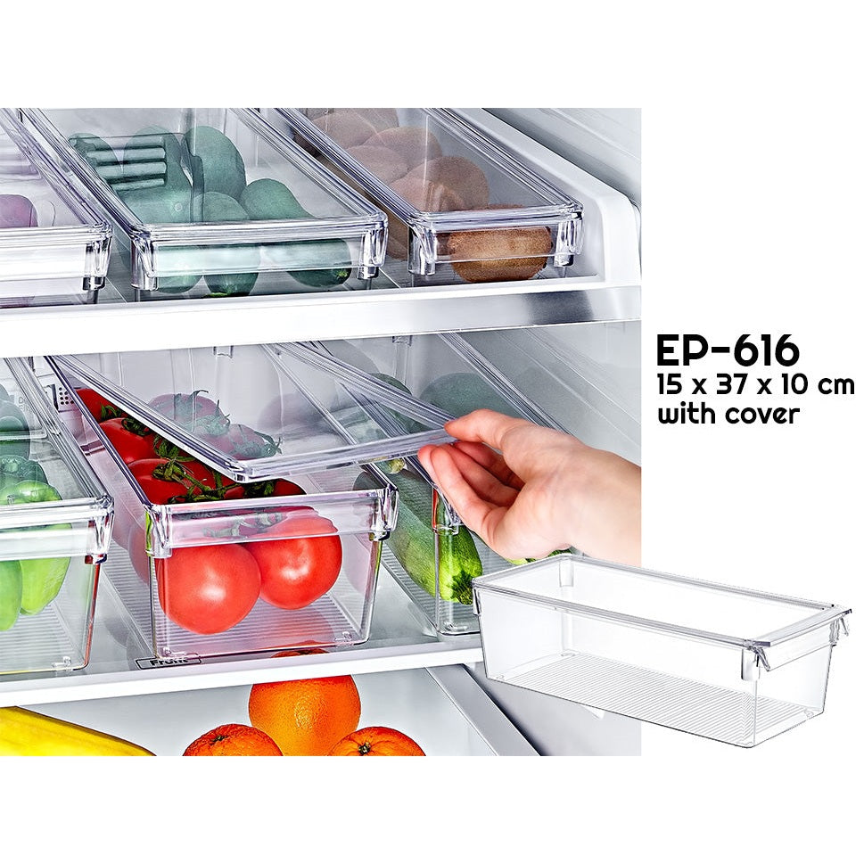 Clear Fridge Organizer with Cover 37 x 15 x 10 cm