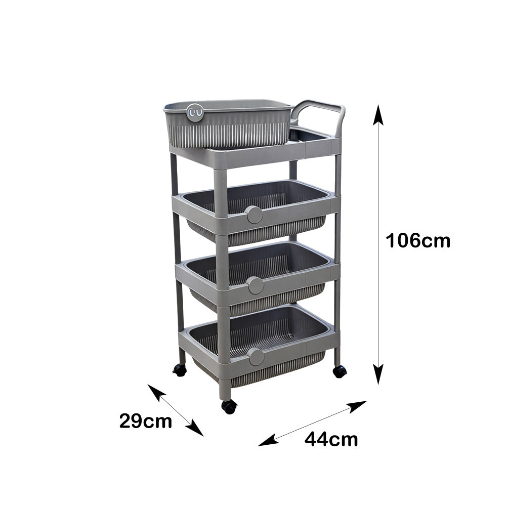 Multi-Purpose 4-Tier Plastic Storage Rack on Wheels