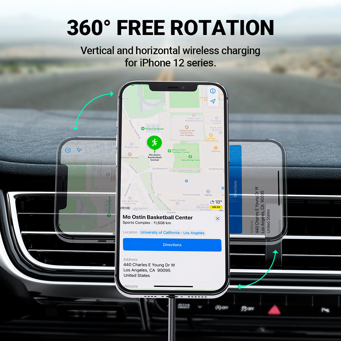 Acefast Fast Wireless Car Charger Mount Magnetic Holder D3 15W