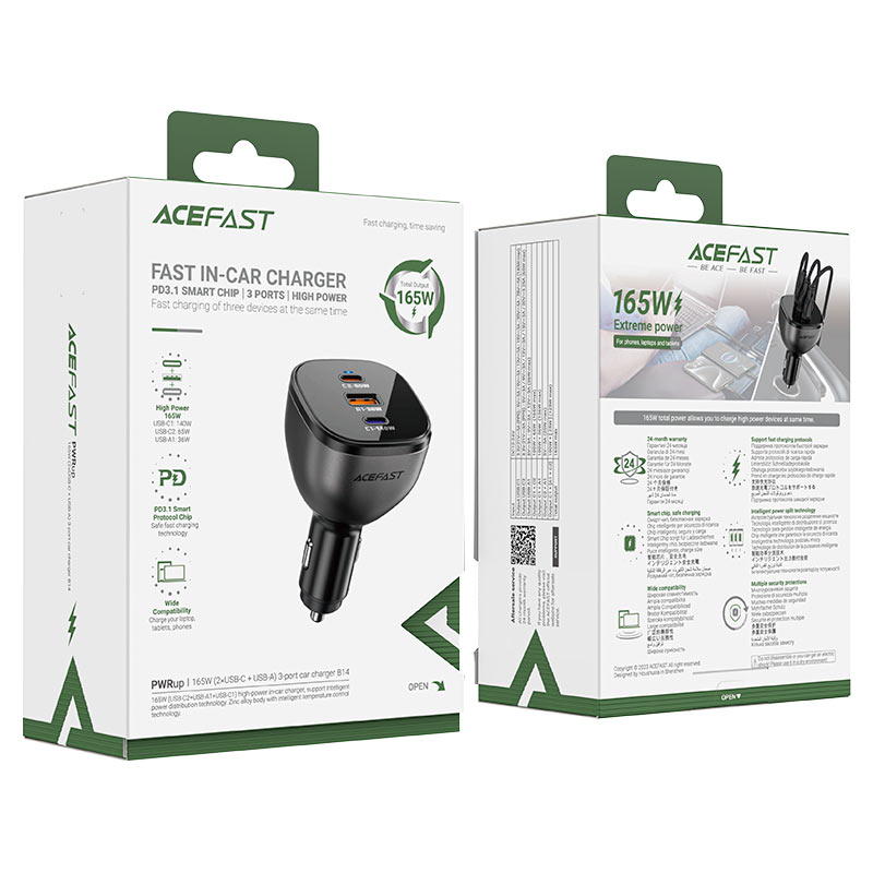AceFast PWRup 165W Fast Car Charger B14