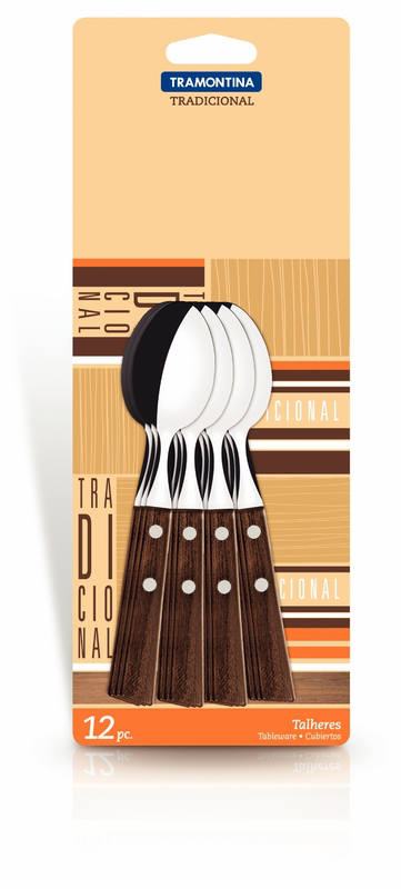 Tramontina traditional wood tea spoon set of 12