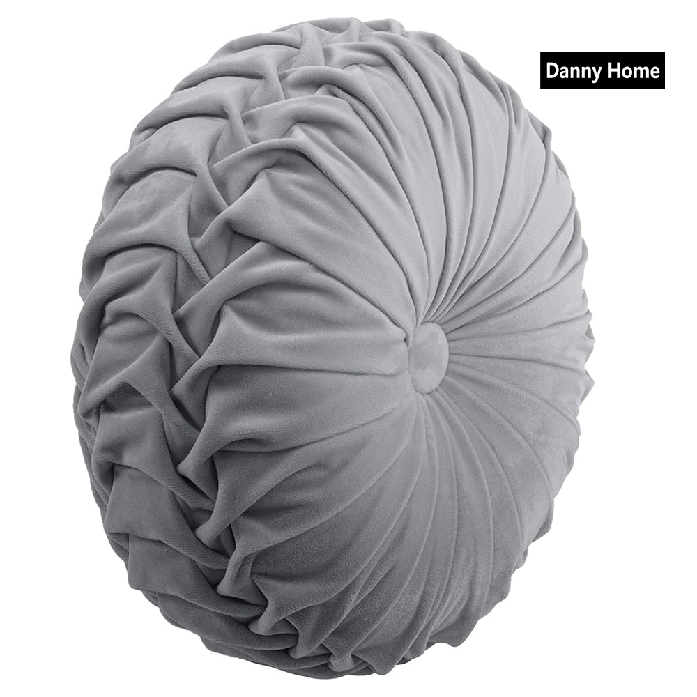 Danny Home 40-cm Round Sofa Cushion Grey Color Velvet Home Decor