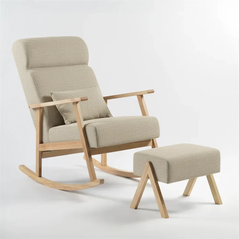 Miila - Rocking Chair With Foot Rest - Beige