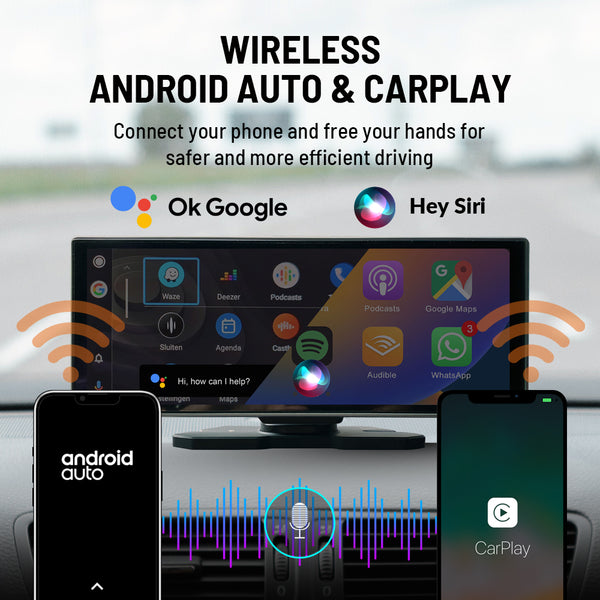 Portable Car AirPlay Stereo With 4K Dashcam, Rear Camera, Wireless CarPlay/Android Auto, Bluetooth, GPS Radio - Medaid International