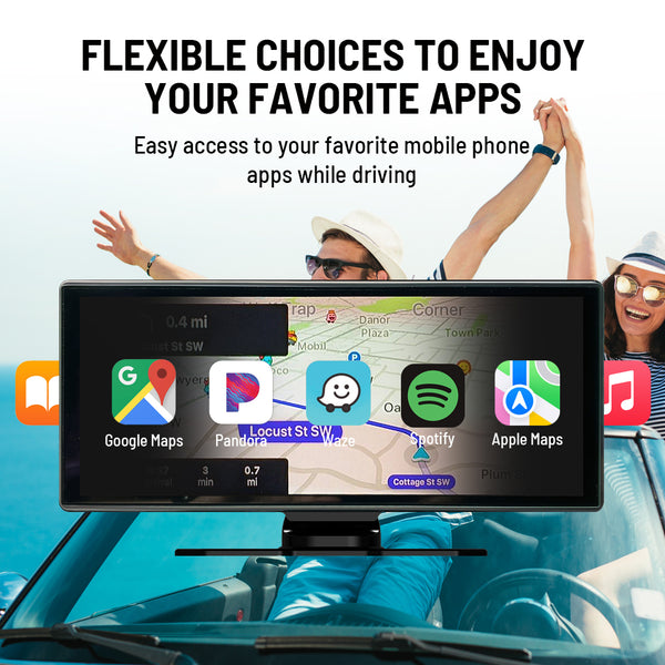 Portable Car AirPlay Stereo With 4K Dashcam, Rear Camera, Wireless CarPlay/Android Auto, Bluetooth, GPS Radio - Medaid International