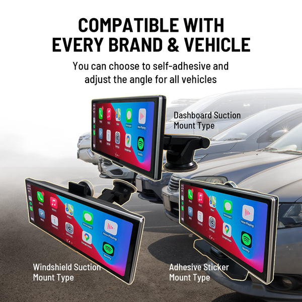 Portable Car AirPlay Stereo With 4K Dashcam, Rear Camera, Wireless CarPlay/Android Auto, Bluetooth, GPS Radio - Medaid International