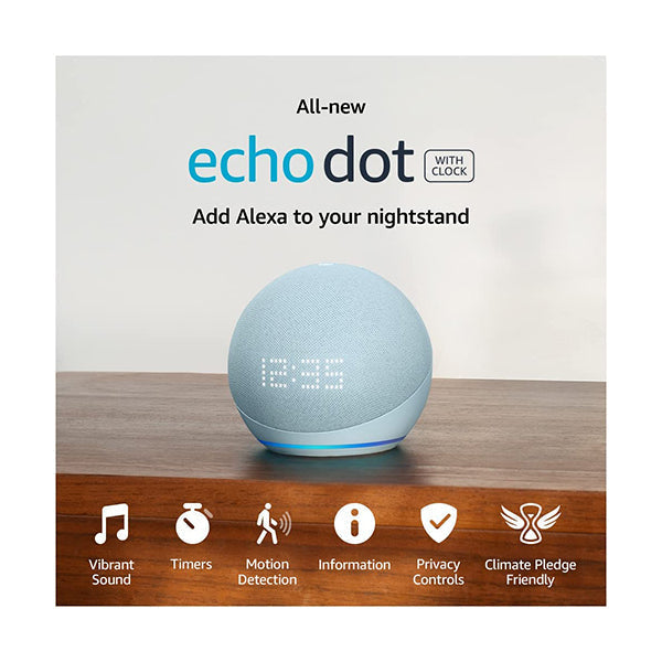 All-New Echo Dot (5th Gen, 2022 release) with clock | Smart speaker with clock and Alexa