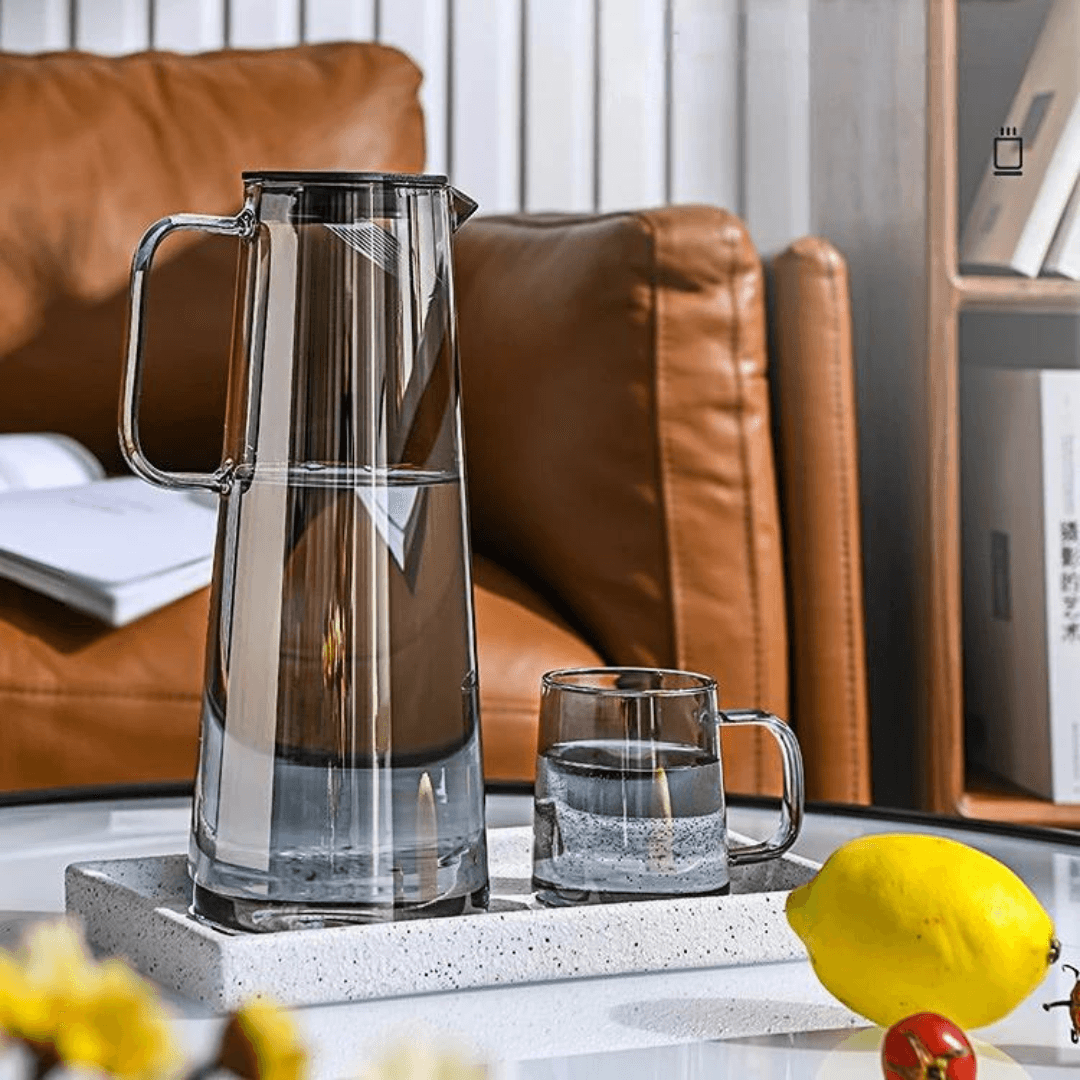 Amber Smoky Nordic Light Luxury Glass Cold Kettle Set with 4 Glasses