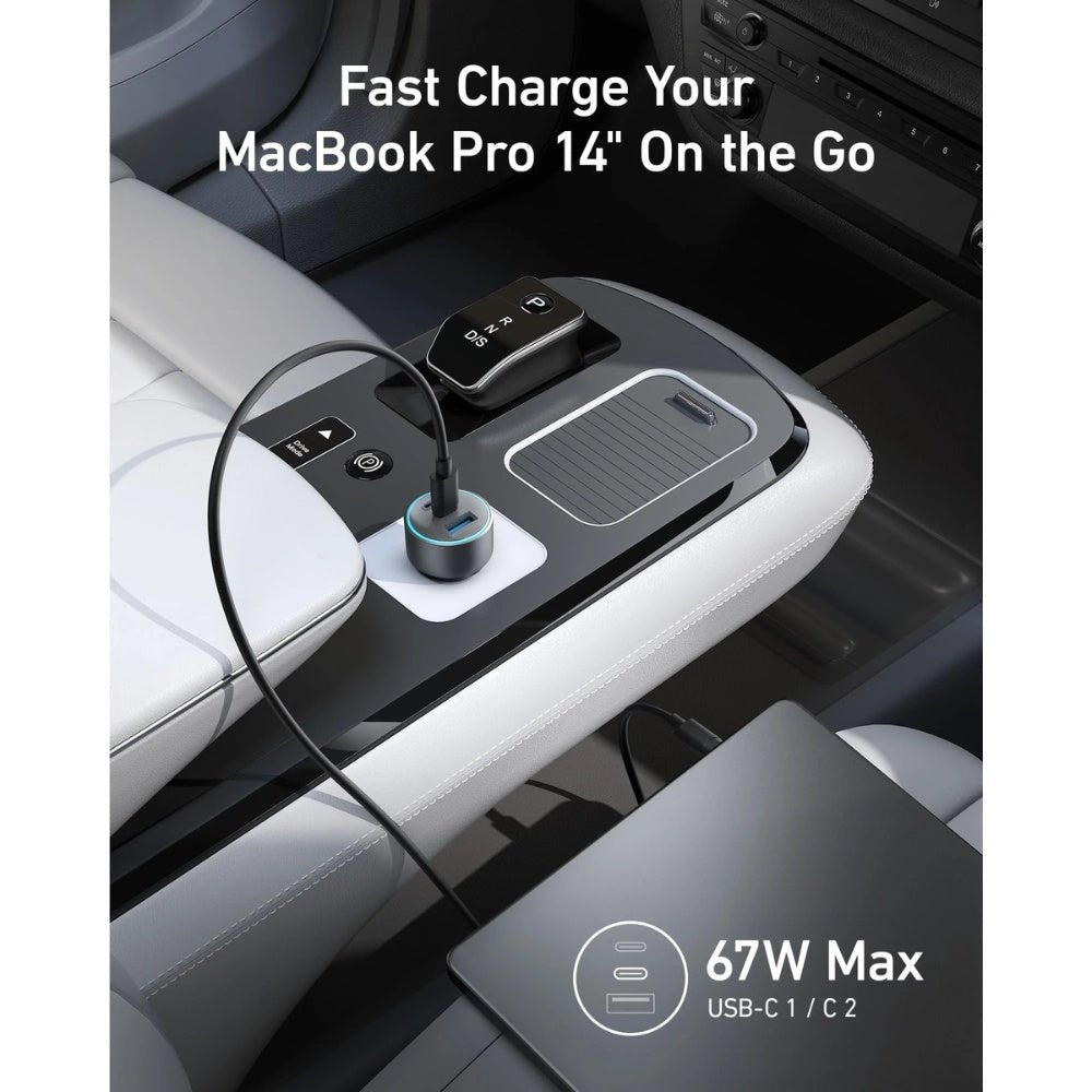 Anker 67W Triple Port Car Charger with USB-C Cable