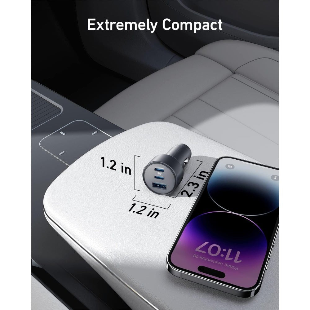 Anker 67W Triple Port Car Charger with USB-C Cable