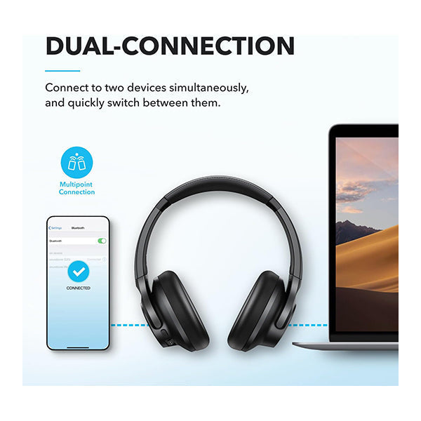 Anker, Soundcore Q20i Hybrid Active Noise Cancelling Headphones, Wireless Over-Ear Bluetooth, 40H Long ANC Playtime, Hi-Res Audio, Big Bass, Customize via an App, Transparency Mode